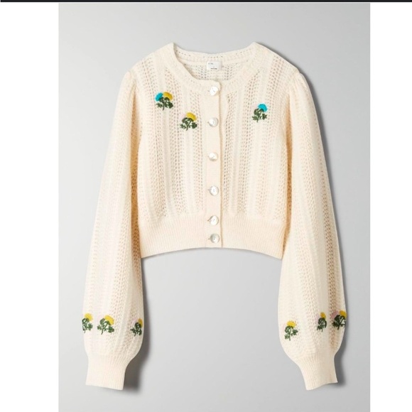 Aritzia Wilfred Le Fou Polka Embroidered Sweater Cardigan - Picture 1 of 11